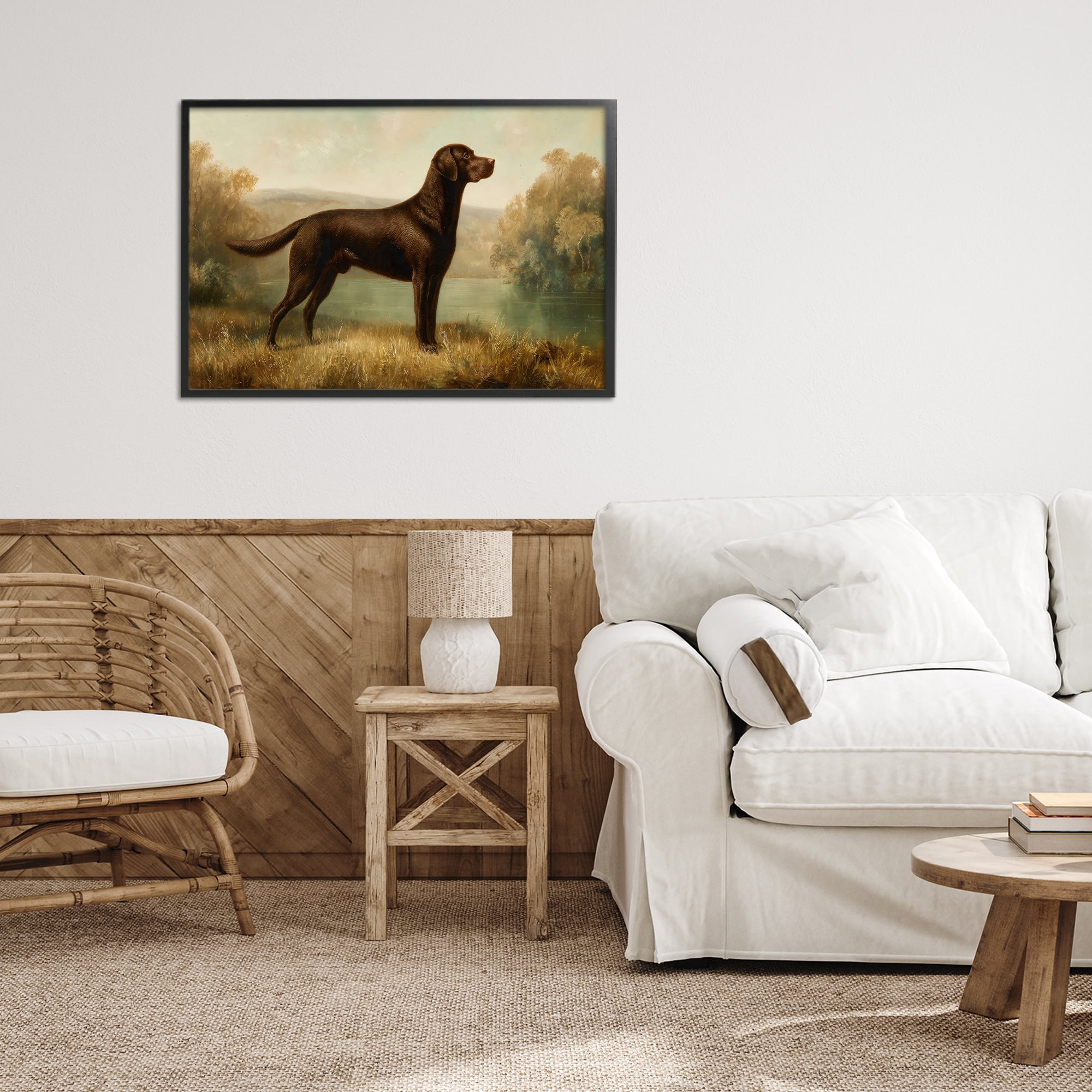 Stupell Industries Chocolate Brown Labrador Black Framed Giclee Art, design by Petal Prints Design