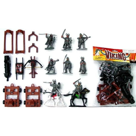 1/32 Vikings & Armor Figure Playset (6 w/Weapons, 2 Horses, Crossbow Launcher & Cannon) (Dragon Age Best Weapons And Armor)