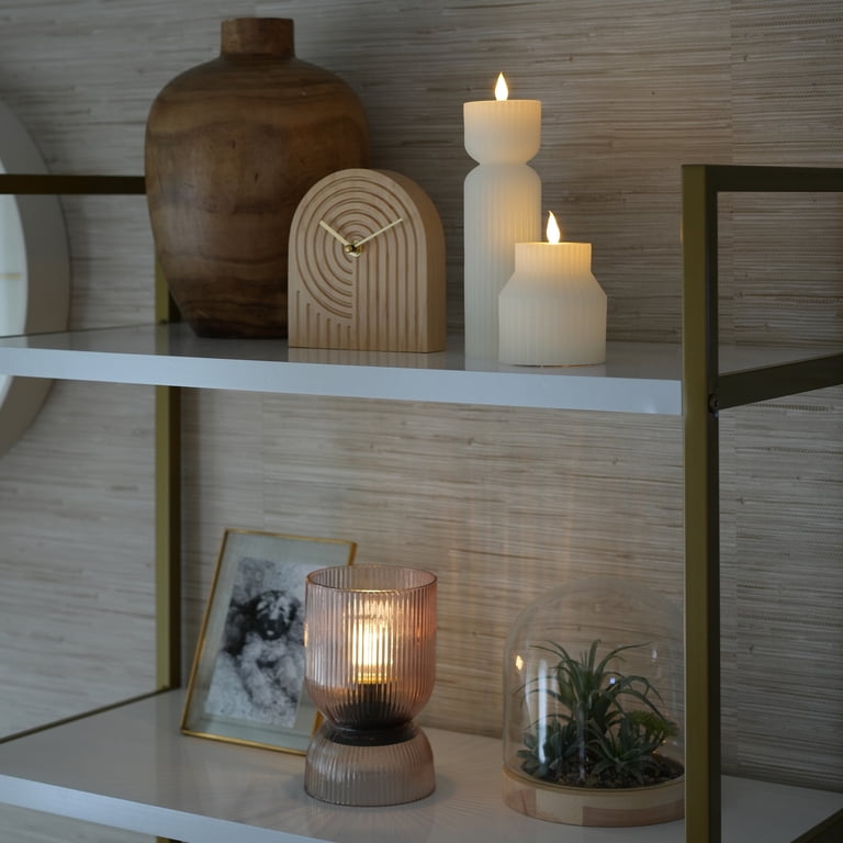 LED Flameless Fluted Figural Wax Candle Set, White, 2-Piece photo 8