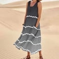 thumbnail image 2 of Sngxgn Women's Cozy Knit Sleeveless Bateau Neck Midi Dress(Grey,XXL), 2 of 6