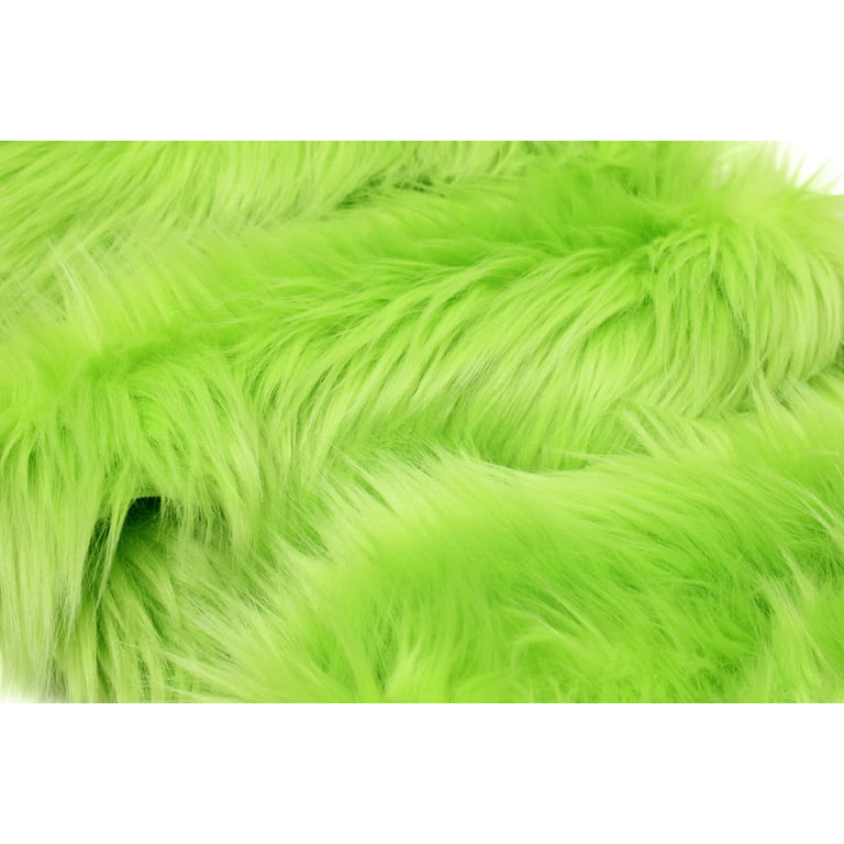 Faux Fur Fabric - Two Tone Lime Green / Aqua Spikes Multi-Color Soft F
