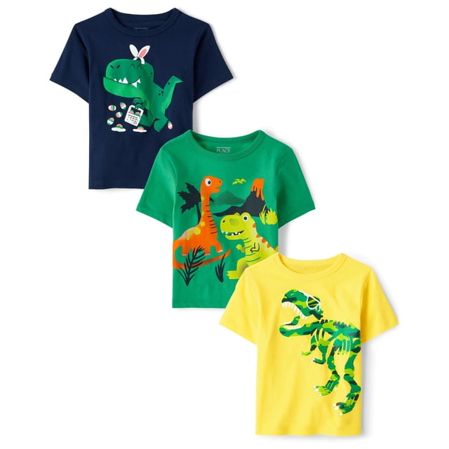 Camiseta The Children's Place Baby Boys Dino, paquete de 3 años