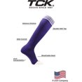thumbnail image 4 of TCK Prosport Kids Soccer Socks – Long Striped Tube Socks for Boys, Girls, Football & Softball (Purple/White, Small), 4 of 4