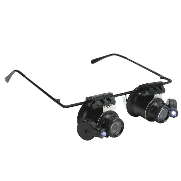 Lupa tipo gafas de doble lente con 2 luces LED para reparación de relojes, joyería y electrónica