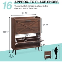 Farmhouse Style Shoe Cabinet with 2 Flip Drawers and 2 Shelves