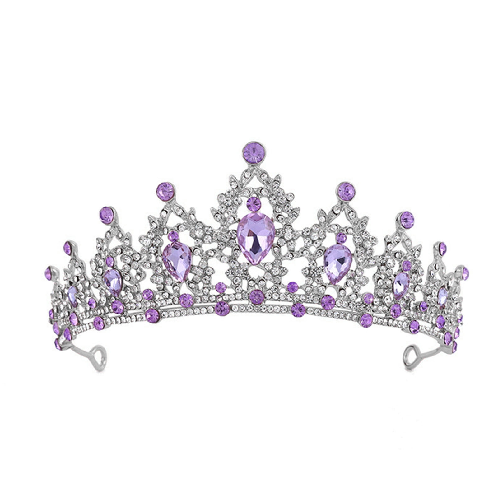 Jiaroswwei Bridal Crown Temperament Shiny Purple Rhinestone Tiaras Crowns Bridal Headband Hairwear Hair Jewelry Ornaments for Party