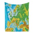thumbnail image 1 of Map Soft Flannel Fleece Throw Blanket, High Detail Map of Europe with Borders Countries Cities, Cozy Plush for Indoor and Outdoor Use, 60" x 80", Multicolor, by Ambesonne, 1 of 5