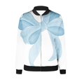 thumbnail image 5 of Herrnalise Women's Bomber Jacket Casual Coat Zip Up Outerwear Windbreaker Floral Prints Overcoat With Pockets Light Blue,M, 5 of 5