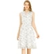 thumbnail image 1 of Vestido de Verano sin mangas Allegra K estampado Abstracto Bajo la rodilla cuello V con corbata para Mujeres Blanco XS, 1 of 6