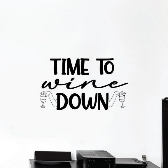 Time To Wine Quotes Wine Quote Wine Bottle Drinking Glass Wall Decals for Dining Room Home House Winery Restaurant Kitchen Bar Wine Cellar Decor Stickers Wall Art Vinyl Decoration Size (24x40 inch)