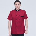thumbnail image 4 of Chef Clothes Breathable Cotton Sweat Absorption Skin Friendly for Pub Waiter Red Red XXL, 4 of 8