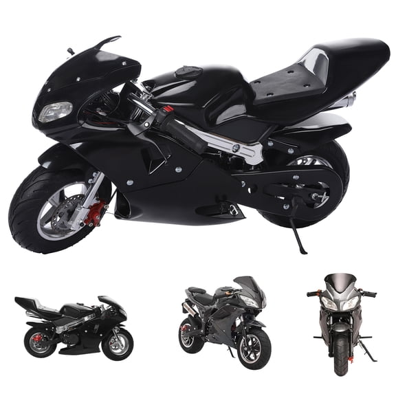 Mohsoe 49CC Gas Mini Motorcycle for Teens, Dual Disc Brakes & Anti-Slip Grips, 23" Seat Height, 1.25L Fuel Tank, Black