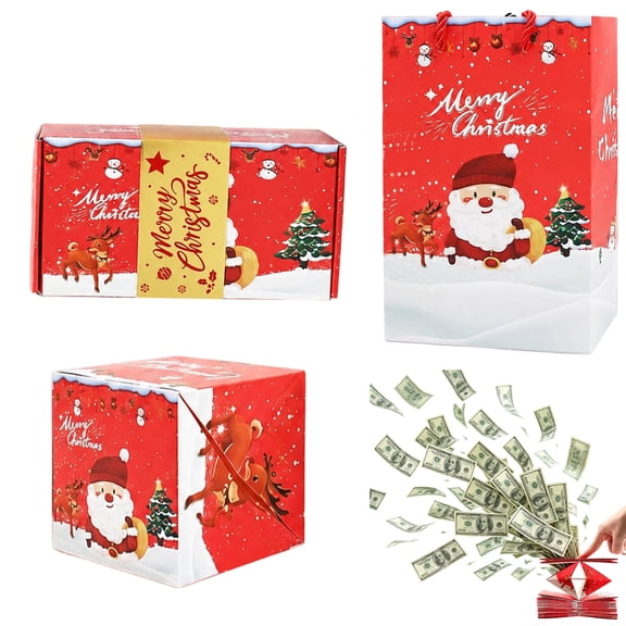 Surprise Gift Box Explosion, DIY Foldable Bouncing Pop Up Gift Box, Creative Cash Gift Wrap Box for Christmas Birthday Anniversary Holiday Celebration