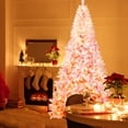 thumbnail image 3 of Topbuy 7.5FT Snow Flocked Pre-lit Christmas Tree, Artificial Snow Flocked Christmas Tree w/450 LED Lights for Festival & Party, 3 of 10