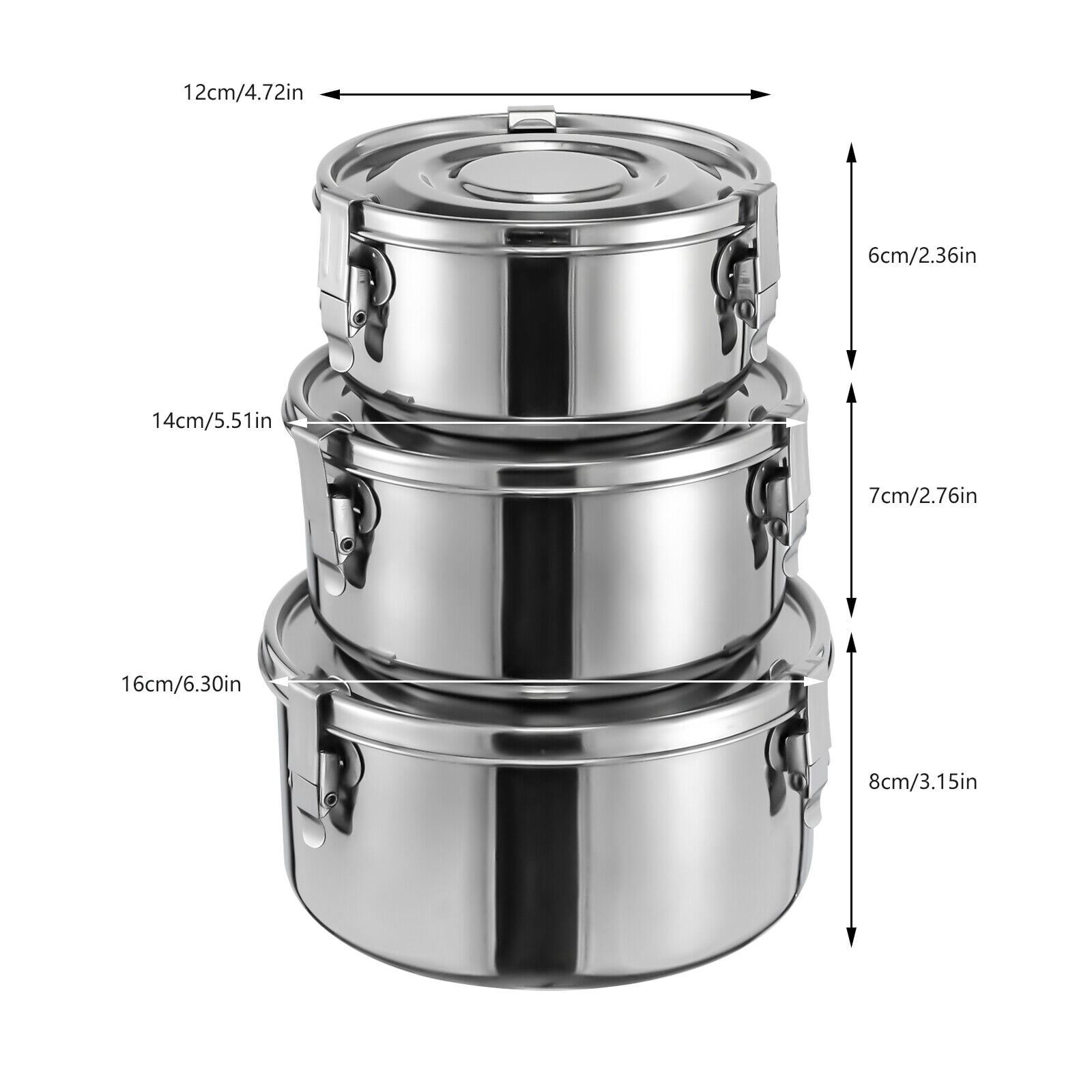 3 Sets Stainless Steel Food Storage Containers Kitchen Food Containers Airtight