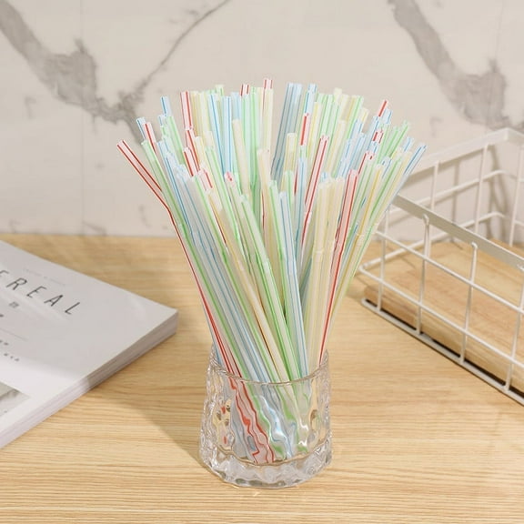500 PCS Disposable Plastic Straws for Bars,Drink Shops,Households,Parties Straws Bendy Straws Durable Colorful Striped Disposable Cocktail Straws Birthday Grathering Bendy Straws