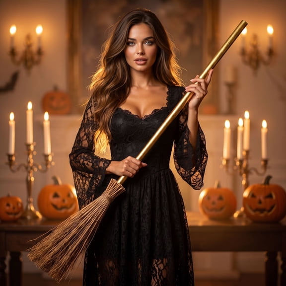 Gqtwoy Telescopic Halloween Witch Broomstick, Halloween Decor, Party Prop, Collapsible Decoration for Home, Versatile Festive Centerpiece, Spooky Mantel Accessory