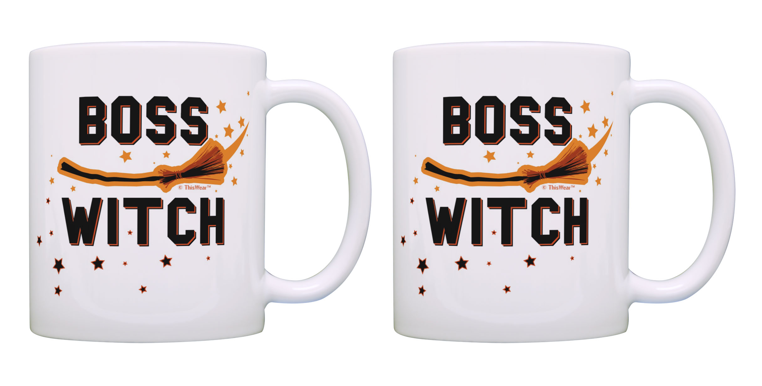 ThisWear Pun Gifts Boss Witch Halloween Mug Set Broomstick Witch Cup 11 ounce 2 Pack Coffee Mugs - image 1 of 4