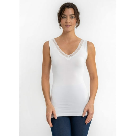 V-Neck Top with Lace Trim