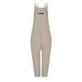 thumbnail image 3 of safuny Women's Cotton Jumpsuit Overalls Baggy Pocket Pants Romper Solid Color Button Relaxed Sleeveless Scoop Neck Trousers Casual Comfy Trendy Teen Girls Gray M, 3 of 4