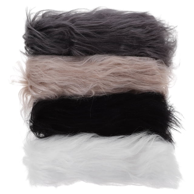 MasteelfCA 4pcs Faux Fur Ribbons Fabric Shaggy Fur Fabrics DIY Crafts Fluffy Strips