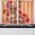 thumbnail image 2 of CADecor Sugar Skull Dia De Los Muertos Window Treatment Panel Curtains Window Curtain Kitchen Curtain,Two Piece 26x39 Inches, 2 of 4