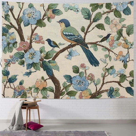 Autua Bird Flower Tree Tapestry Wall Hanging Unique Style Home Decor 40x30inch