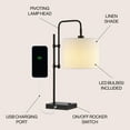 thumbnail image 5 of JONATHAN Y Edris 24.75" Industrial Designer Metal LED Task Lamp with USB Charging Port, Black, JYL1130A, 5 of 7