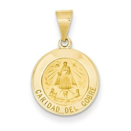 - 14k Yellow Gold Polished and Satin Caridad Del Cobre Medal Pendant