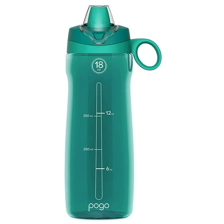 Pogo BPA-Free Plastic Water Bottle with Soft Straw, Teal, 18 (Best Water Bottle With Straw 2019)