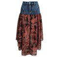 thumbnail image 4 of Jane Wardrobe Denim Chiffon Patchwork Paisley Print Midi Skirt Women High Waist Irregular Asymmetrical A Line Long Skirt 1PC S-XXL Plus Size Friendly, 4 of 6