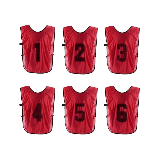 Uxcell Débardeur d'Entraînement de Soccer, Maillots Réversibles Numérotés Pinnies Rouge 18 Pouces