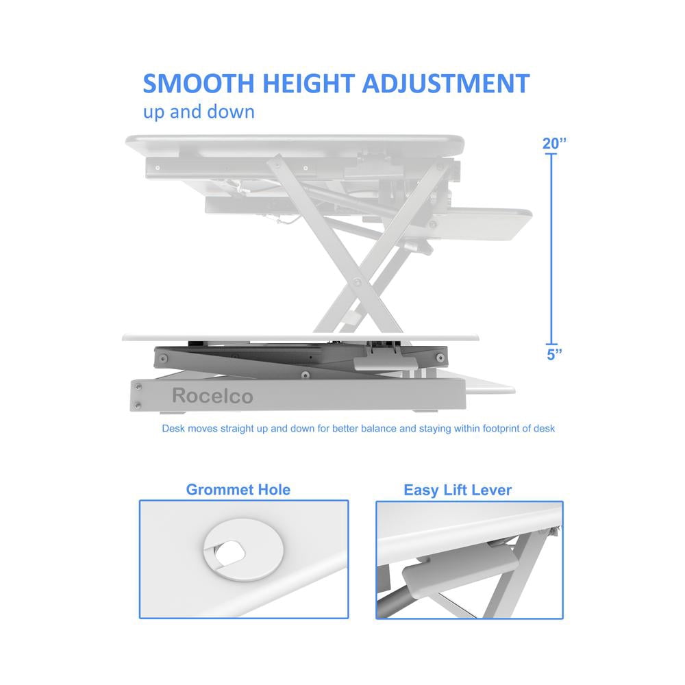 46" Large Adjustable Standing Desk Converter/Anti Fatigue Mat Bundle - White