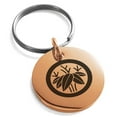 thumbnail image 1 of Stainless Steel Bamboo Kamon Crest Engraved Small Medallion Circle Charm Keychain Keyring, 1 of 1