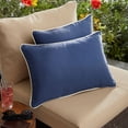 thumbnail image 2 of Set of 2 Blue with Ivory Corded Rectangular Lumbar Pillow - 20-Inch, 2 of 2