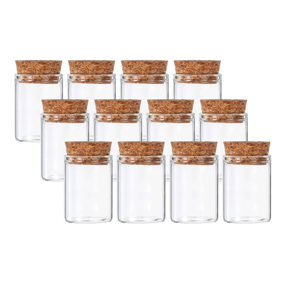 Uxcell 15ml Test Tubes, 12pcs 1.57x1.18 Glass Clear Flat Bottom Test Tube Containers with Cork Stopper