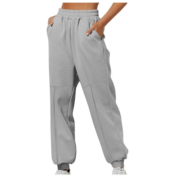 Bowake Women's Baggy Sweatpants Casual Elastic Waistband Cinch Bottom  Joggers Pants Active Workout Trousers with Pockets 