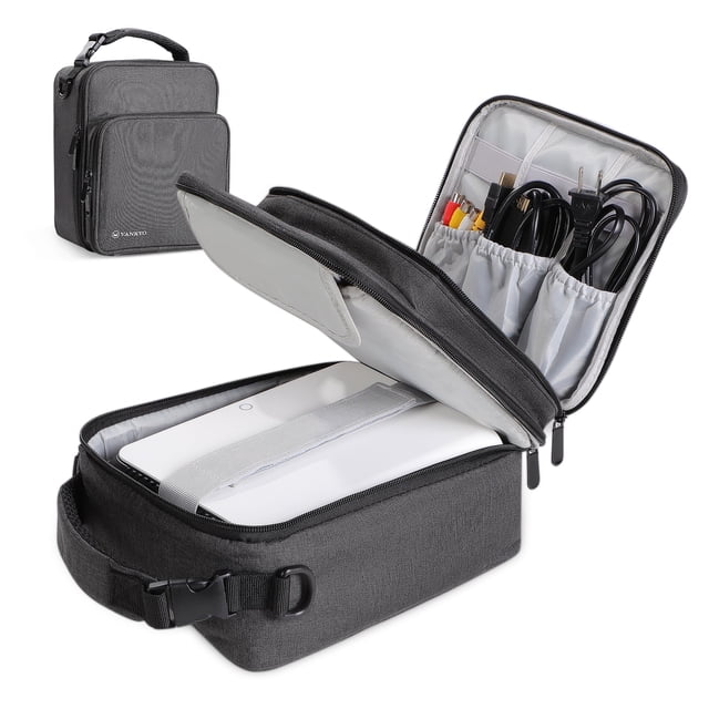 VANKYO Estuche para Proyector, Bolsa con Bolsillos para Accesorios, Estuche de Transporte Impermeable y Lavable, Compatible con la Mayoría de Proyectores, 7,84 X 9,84 X 5,51 Pulgadas, Gris (Mediano)