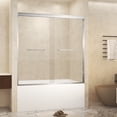 thumbnail image 2 of 56-60 " x 72" Tempered Glass with Explosion Proof Film, Aluminum Frame Double Sliding Shower Door, "1/4 (6 mm), Stainless Steel handle,Brushed Nickel, 2 of 21