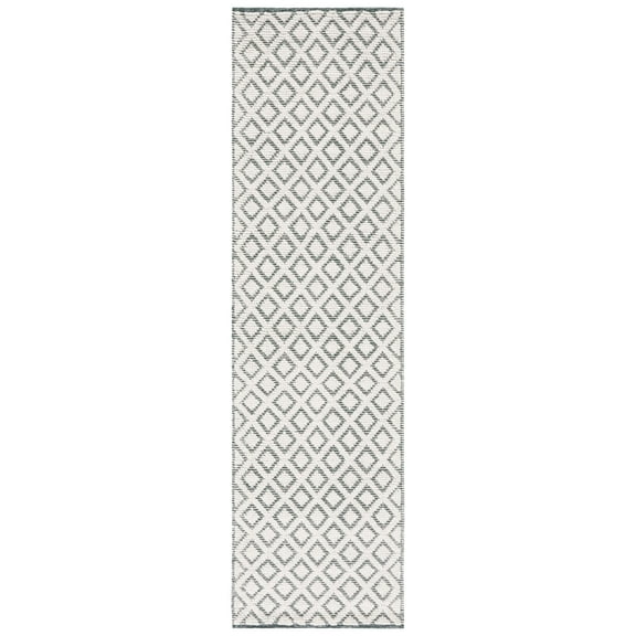 SAFAVIEH Vermont Thurstan Geometric Wool Runner Rug, Ivory/Green, 2'3" x 8'
