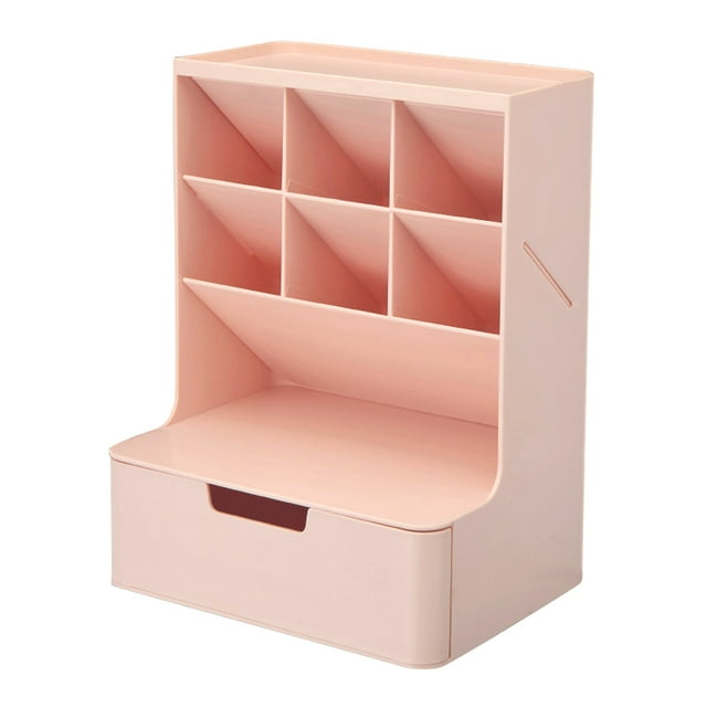 braveheart Storage Box Multi-layer Desktop Organizer Space-saving Stationery Portable Lightweight Cosmetic Case Desk Storage Rack White Shelf White Drawer Pink Shelf Pink Drawer