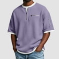 thumbnail image 2 of Akiihool Oversized Tee Men Men's T Shirts Short Sleeve Casual V Neck T-Shirt Soft Notch Neck Tee Classic Plain Shirts(Purple,L), 2 of 4