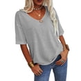 thumbnail image 2 of Sherrylily Women V-Neck Half Sleeves Oversized T Shirt Casual Loose Basic Tops, 2 of 4