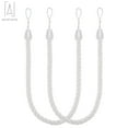 thumbnail image 4 of Gustavedesign 2Pcs Curtain Tieback Rope 27" Nylon Cord Curtain Tie Backs Holdbacks with 2 Metal Screw Hooks, White, 4 of 9