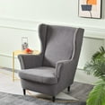 thumbnail image 3 of CJC Jacquard Wingback Chair Slipcovers 2 Pieces Stretch Polyester Fabric Wing Armchair Covers with Elastic Bottom for Living Room Bedroom, 3 of 17
