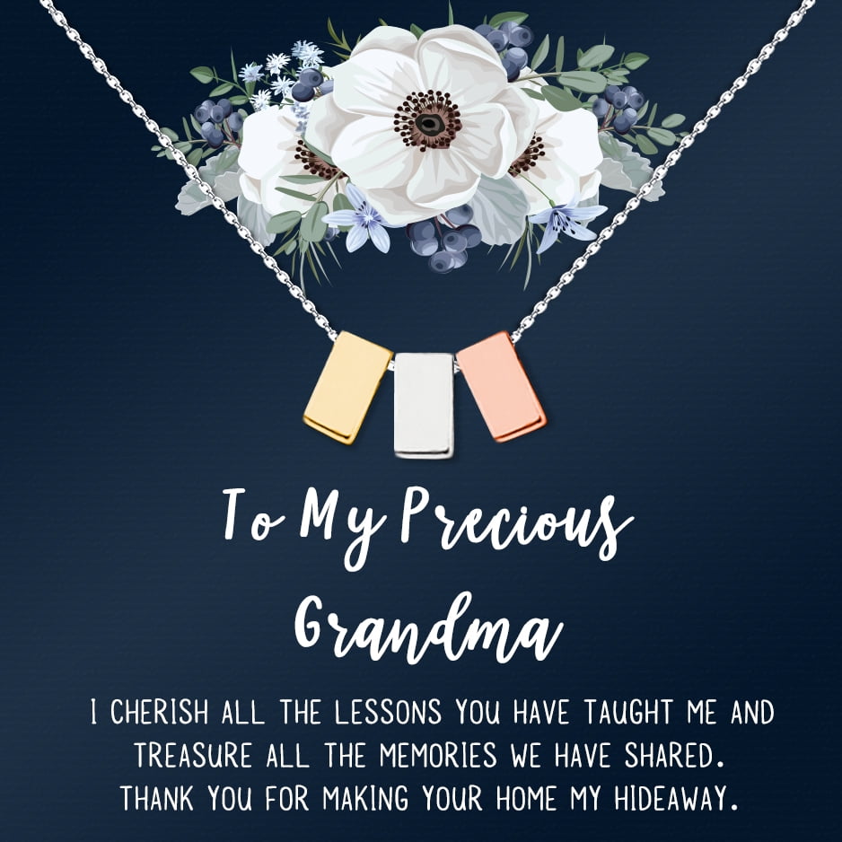 To My Precious Grandmother, Gift for Grandmother, Gift for Mother's Day, Mother's Day Card and Necklace Gift, Mother's Day Necklace Jewelry [Multi-color Cube, No-Personalized Card]