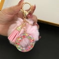thumbnail image 5 of Honeeladyy Resin Alphabet Initial Letter Keychain Keyring for Women Purse Handbags with Faux Fur Ball Pom and Tassel, Christmas Birthday Holiday New Year Party Gifts（O）, 5 of 5