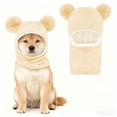 thumbnail image 7 of Adjustable Knitted Dog Hat for Medium Large Dogs - All Season Soft Beanie with Sun Brim for Walking Protection, Beige, 7 of 7