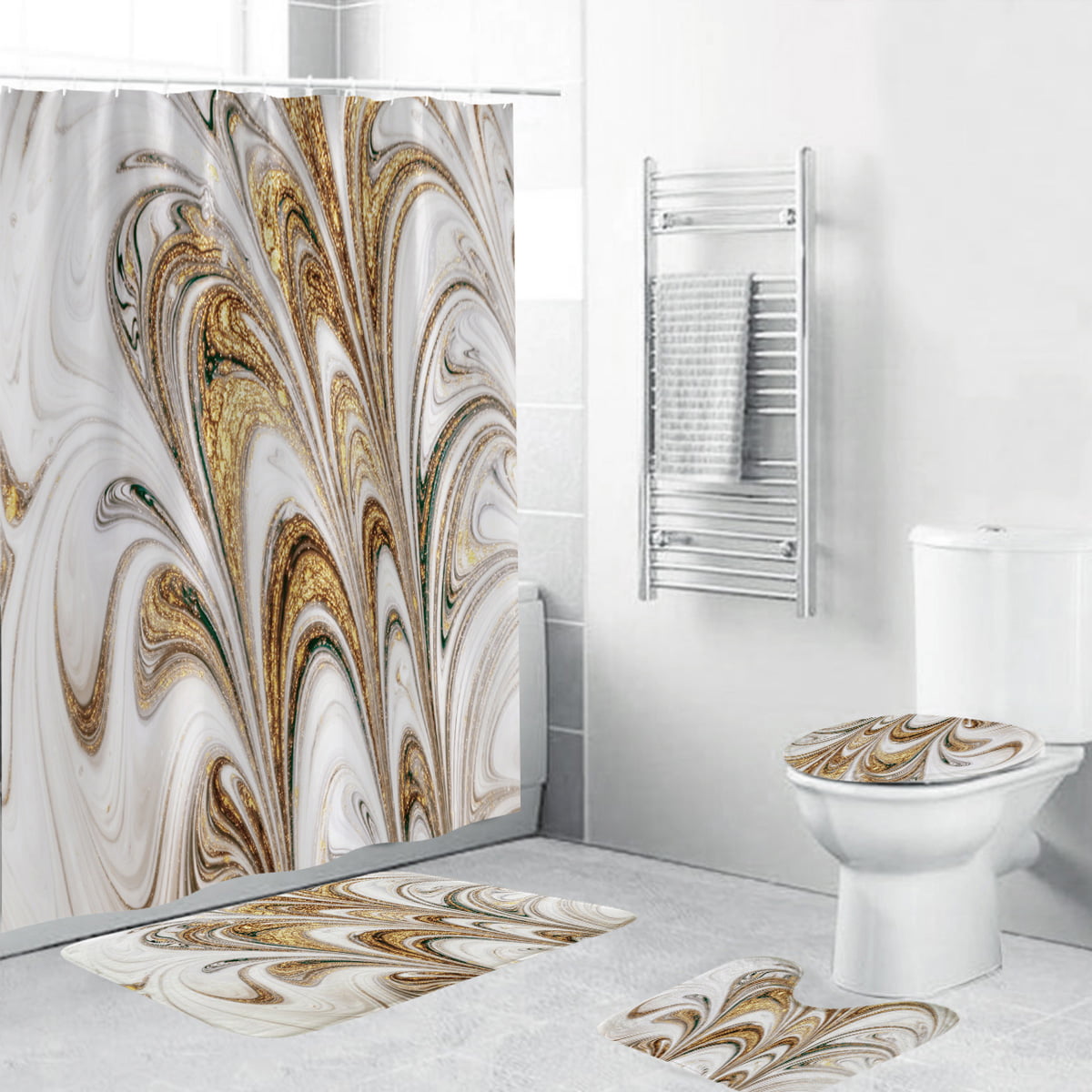 Details about   Tropical Fabric Leaves Butterflies Shower Curtain Toilet Cover Rug Contour Rug 