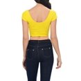 thumbnail image 3 of Womens Trendy Solid Color Basic Scooped Neck and Back Crop Top Yellow Large, 3 of 3